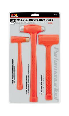 Performance Tool M7234 Dead Blow Hammer Set with Brass Cap, Ball-Peen, and De...