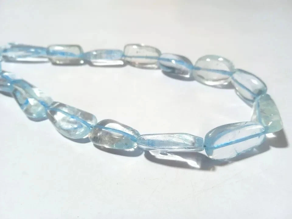 Pepita natural topázio azul 10x16-11x22mm contas de pedra preciosa soltas lisas 11 polegadas - Imagem 2 de 4