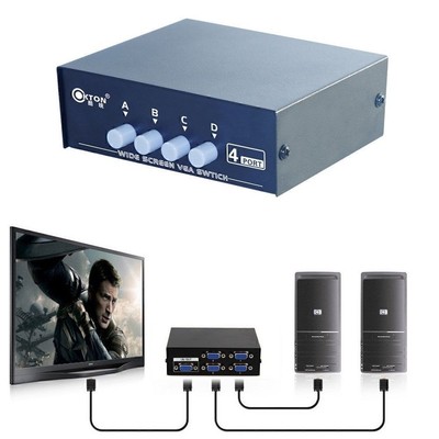 4 I/O Ports VGA SVGA Monitor Sharing Switch Box For LCD PC TV Screen ...