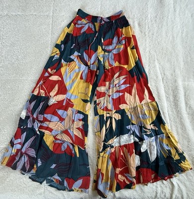 True Destinations Resort Wear Flare Pants Beach Coverup Size Medium Tropical