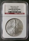 2006 $1 American Silver Eagle Dollar NGC Gem Uncirculated