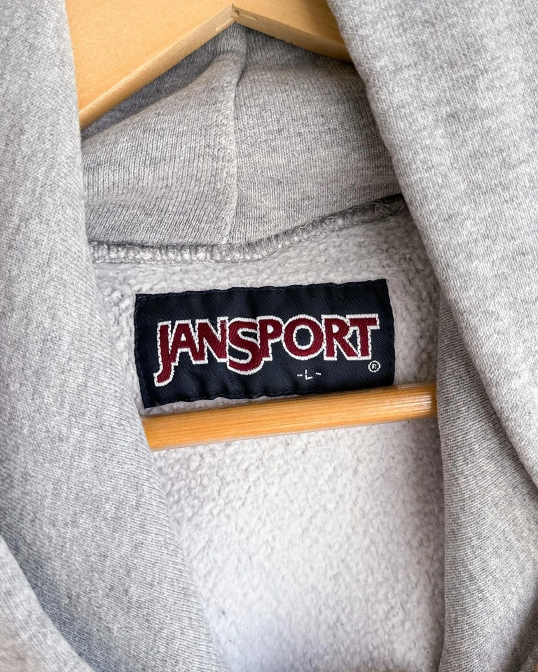 Sudadera con Capucha Gris Para Hombre Vintage Años 90 Jansport UW LA Crossse Eagles L Tejido Inverso Foto 3 de 4