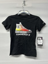 Image of Boys Converse Black Shoe Logo T-Shirt Size 5-6 Years Brand New