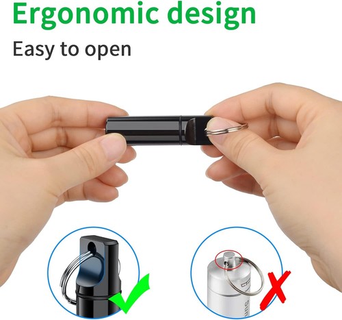 Small Portable Pill Box Keychain (3 Pack), 3 Piece Set, Black+silver+red - Picture 5 of 6