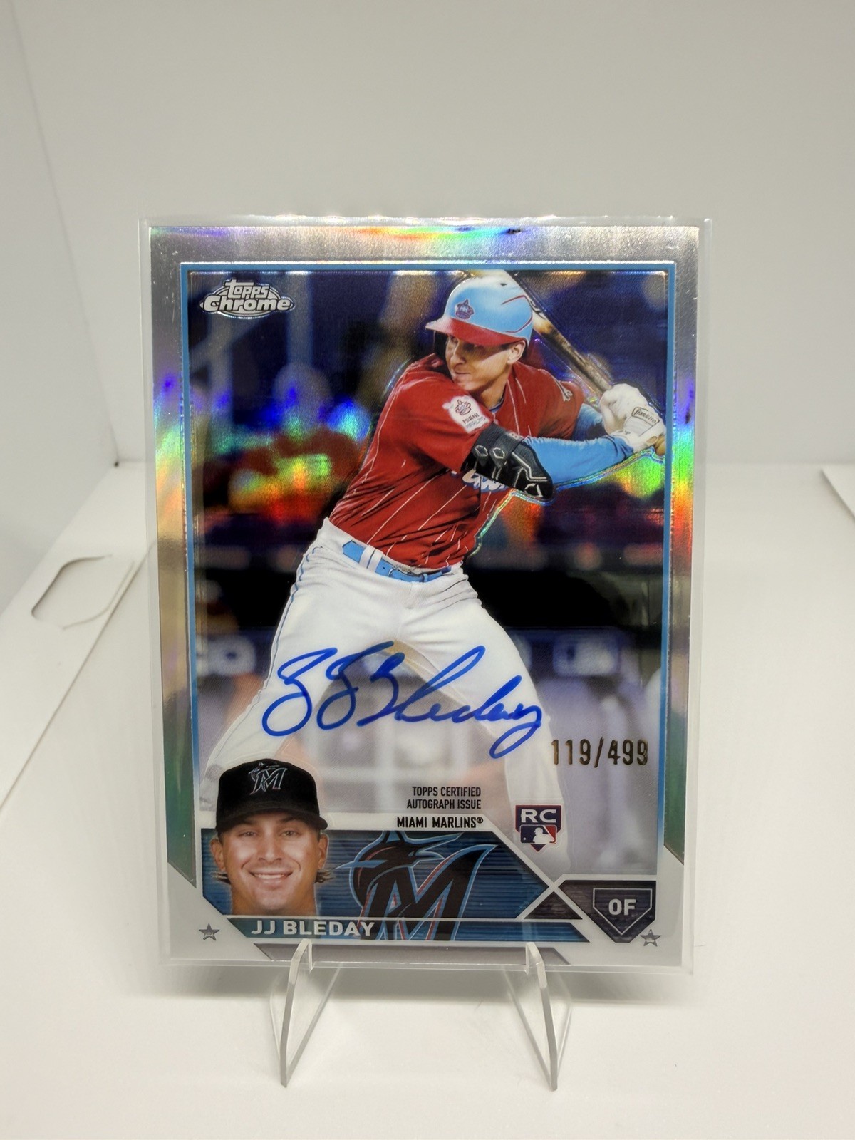 2023 Topps Chrome JJ Bleday Rookie Auto Refractor /499 RC #RA-JJB Marlins - A’s