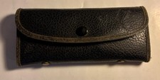 VINTAGE BLACK LEATHER "COMMON SENSE" FLY FISHING WALLET w/27 CLASSIC FLIES
