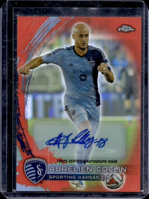 2014 Topps Chrome MLS Aurelien Collin Auto Orange Refractor #14/75 Kansas City