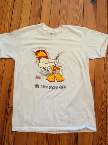 John Baron Single Stitch The Duck Stops Here Vintage T-shirt; Oneita USA; Size L