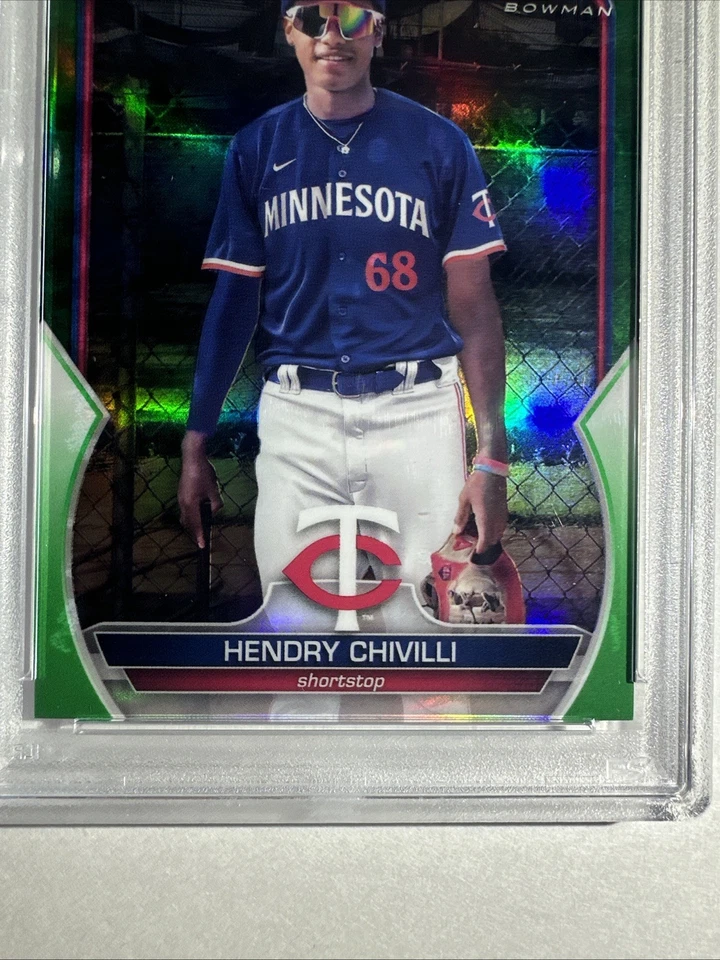 2023 Bowman Chrome Prospects Hendry Chivilli #BCP-236 Green /99 PSA 10 Twins - Image 3 of 4