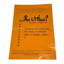 1957 Dutch TV “Hoe is ’t Thuis?” Promo Flyer w/ Wim Sonneveld Contest