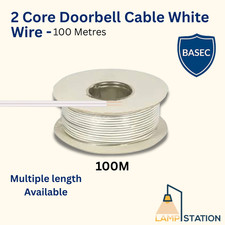 Doorbell Cable 2 Core Flexible Bell Wire White BASEC Approved Custom Length