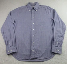 GANT Rugger Shirt Mens Large Blue Laundered Poplin Button Down Cotton Plaid
