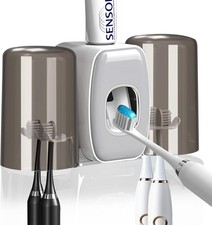 Toothpaste Dispenser 2 Cups Wall Mounted Bathroom Organizer