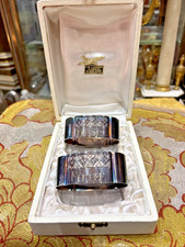 Paire De Porte Ronds De Serviette En Métal Argenté Monsieur Madame