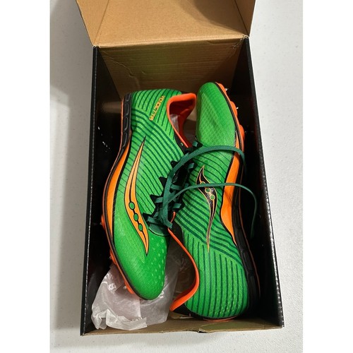Saucony Vendetta 2 Racing Track & Field Shoes Cleats Green Orange Mince Mens 10M - Picture 4 of 8