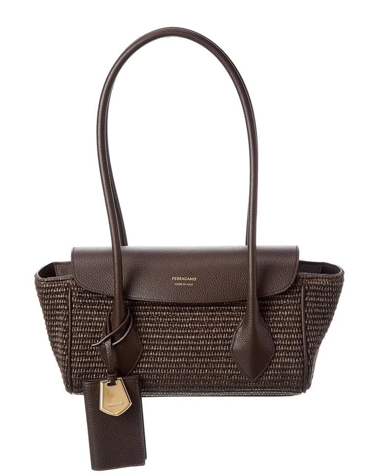 Bolso de mano Ferragamo East-West de cuero marrón para mujer