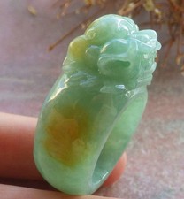 Video Certified Green Natural A JADE Jadeite Dragon RING USA. 11.5    722219