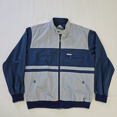 VTG 80s Pierre Cardin Windbreaker Bomber Jacket Logo Zipper Pull Blue Men's L