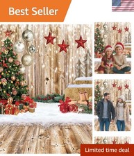 Reusable 5x7ft Christmas Backdrop - Cozy Rustic Snow Scene for Celebrations