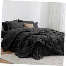 Comforter Set 5 Pieces Bed in a Bag, All Season Bedding Sets Twin XL Black