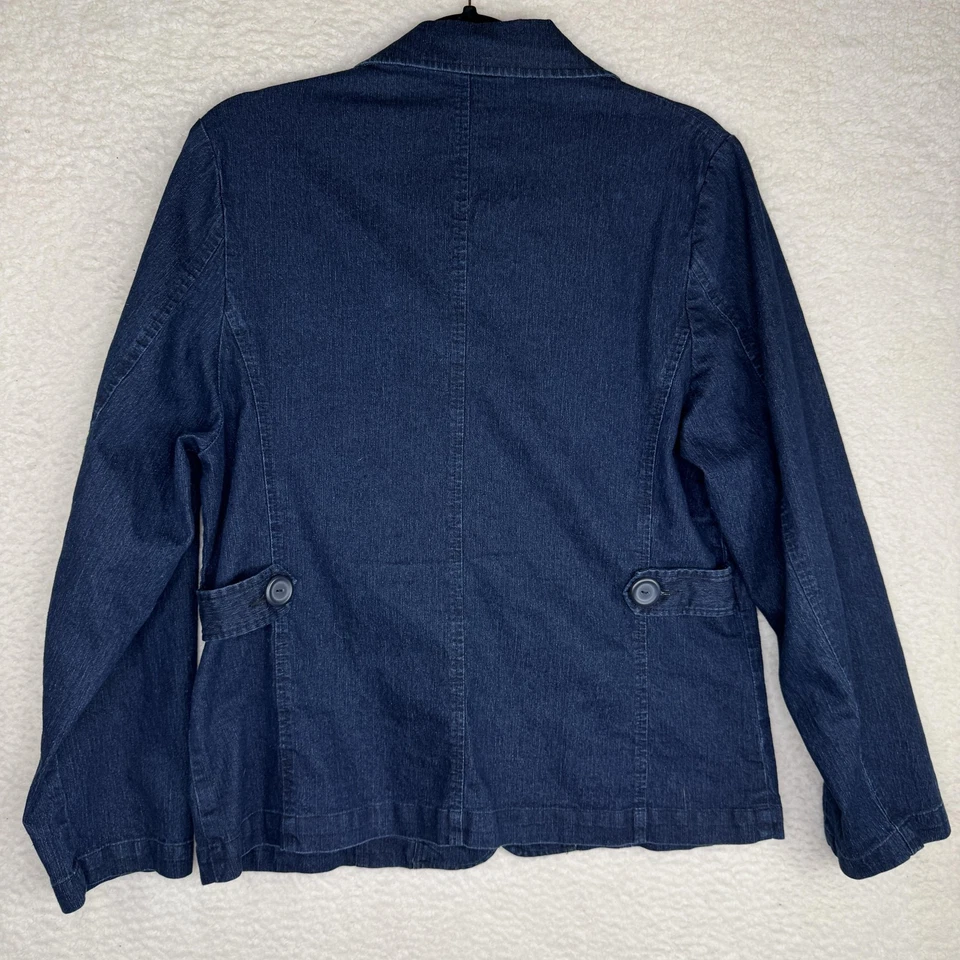 Chaqueta Denim & Co Mujer Blazer Denim Mediano 3 Botones Elastizados Parche Bolsillos Foto 4 de 4