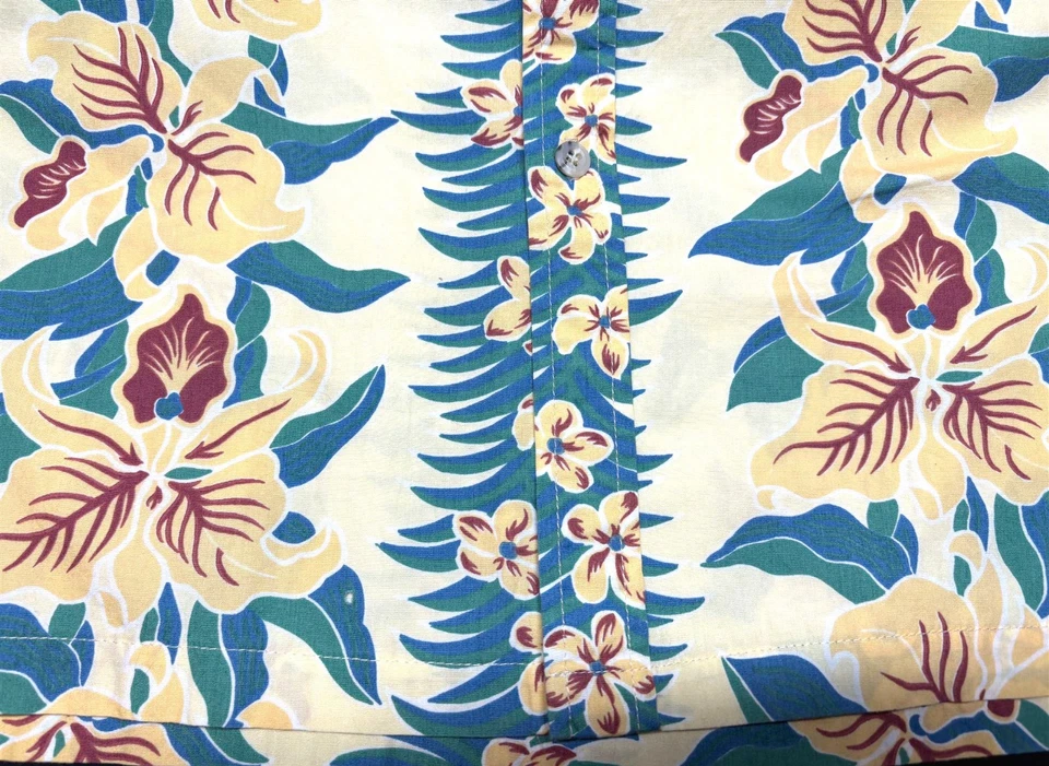 Camisa masculina cooke Street havaiana Aloha manga curta algodão amarelo azul G - Imagem 3 de 4