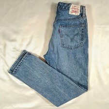 LEVIS 501 Jeans Womens 27x30 Blue Straight Button Fly Big E Light Wash