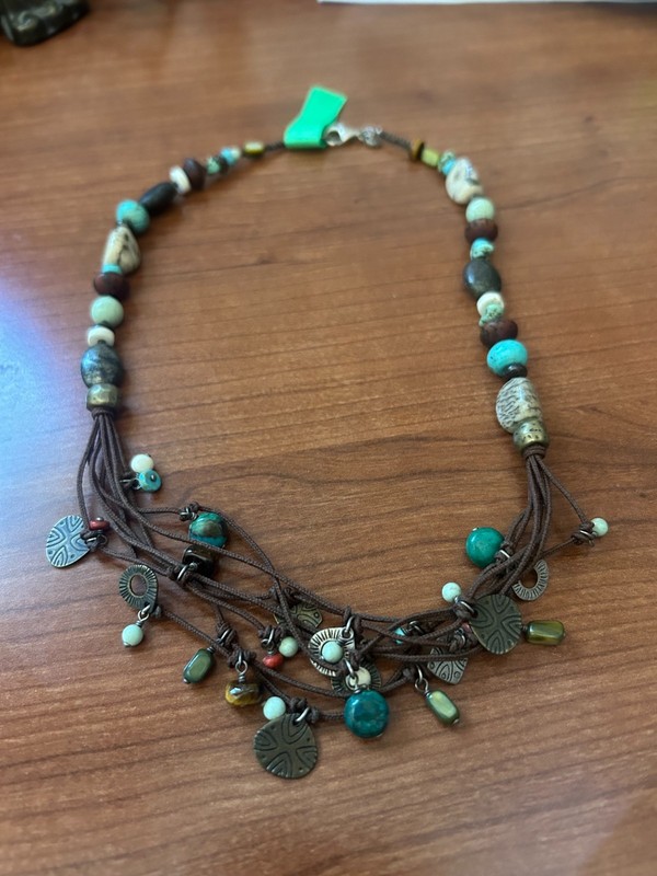 Silpada Sterling Silver Howlite/Bronzite/Coral/Brass Necklace N1994(286a)