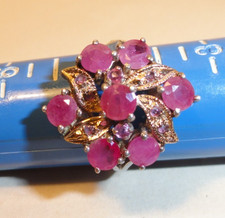 Sterling Silver Jewelry Red Ruby Gemstone Cluster Ring Sz 7.25 4g