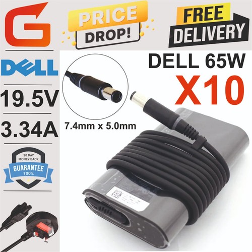 DELL 65W 19,5V 3,34A AC LAPTOP ADAPTER LADEGERÄT KOSTENLOSE NETZKABEL RESTPOSTEN X10 GÜNSTIG