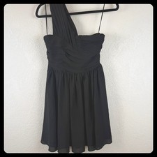 NEW Express Black One Shoulder Ruched Bodice Dress Size 0 Classic Minimimalist