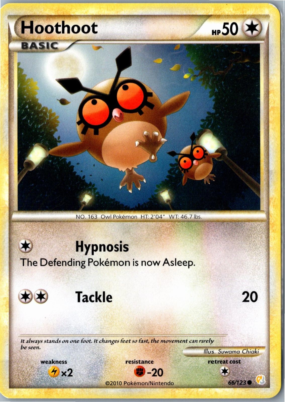 Pokemon Card - Hoothoot - HeartGold & SoulSilver - 66/123 - Common - MP