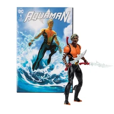 Aqualad 7 Inch Multicolor Toy Figure with Water Swords and Collectible Comic