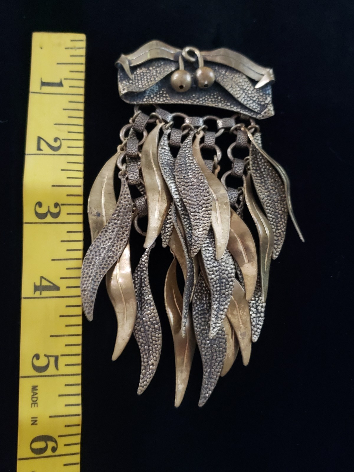 VINTAGE BROOCH MULTIPLE DANGLE STATEMENT PIN RETR… - image 5