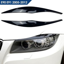 For BMW E90 E91 Eyebrows Headlight Eyelid Cover Trim Gloss Black 3 Series 05-12