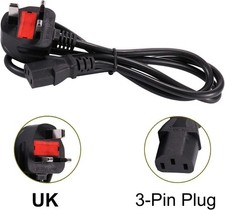 UK Power Cord AC Cable 3 Prong Plug Standard PC Monitor Desktop Printer 5'/1.5m