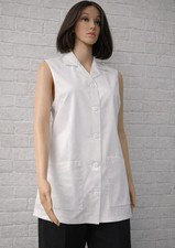 weiß ärmellos Kasack Kittel Pflege Praxis Küche Service Gastro Floristik NEU