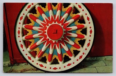 1968 Sarasota FL Circus Hall of Fame Sunburst Wagon Wheel Postcard