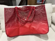 Lululemon Reusable Shopping Tote Bag Holiday Large Red 14” X 21”