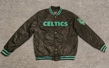 Boston Celtics Giacca Uomo Medium M Ultra Game NBA Nero Verde Varsity Snap 