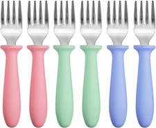 6-Pack Stainless Steel Toddler Forks Baby  Kids Utensils for Self-Feeding Plast