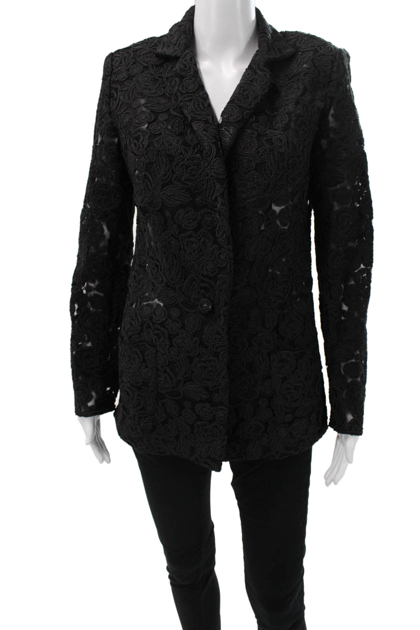 Nonchalant Label Womens Basic Jacket Black Floral… - image 1