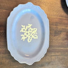 Vintage Harker Pottery USA Platter Serving Dish Cameoware 11 3/4 by 8 1/2 *1