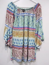 WIN WIN top shirt blous TUNIC L - XL 12 Bust 42 Length 30 Pretty  flared sleeves