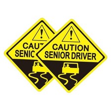 2 Pack Funny Senior Driver Car Magnet Signs 7Inch Reflective Bumper Warning