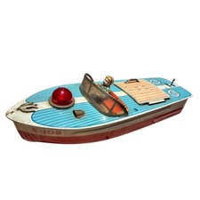 Vintage Masudaya S-106 Tin Speed Boat Japan Battery Toy Light Works 31cm