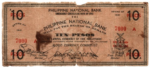 1941 Philippines Province Of Iloilo 10P WW2 Emergency S308 10k Handsigned #7,000 - Picture 2 of 4