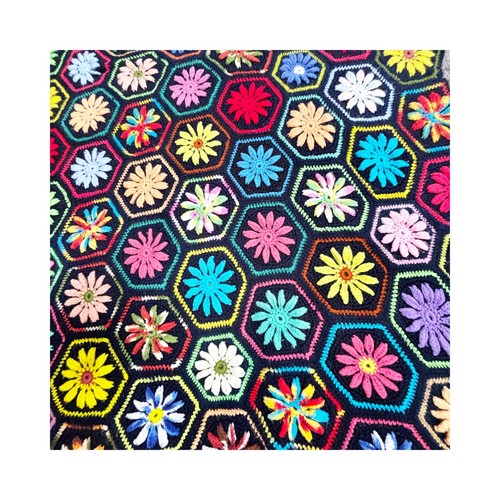 Gehäkelte Granny Square Blumendecke Handarbeit Floral Boho Afghan 75x89 Vintage - Bild 5 von 10