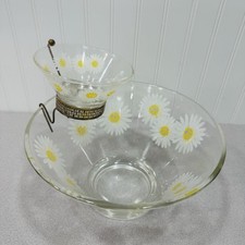 Vintage Anchor Hocking Daisy Pattern 3 Pc Chi...