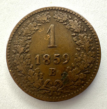 1859 B Österreich 1 Kreuzer Münze, Kupfer, 19,25 mm, vz sehr schön